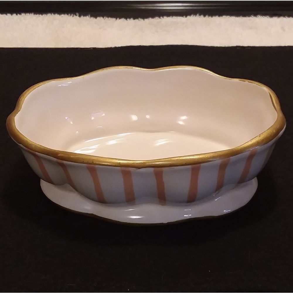 Orange & White Striped Candy or Trinket Dish